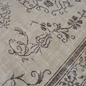 7x11 Vintage Rug, Beige Turkish Area Rug, Ivory Rug, Wool Anatolian Oushak Carpet, Living Room Rug, Boho Rug, Antique Rug, Decorative Rug