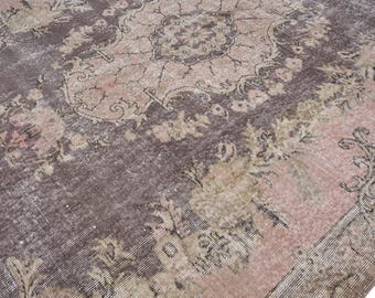 6x10 Vintage Rug, Pink Turkish Area Rug, Bedroom Rug, Wool Anatolian Oushak Carpet, Living Room Rug, Boho Rug, Antique Rug, Decorative Rug
