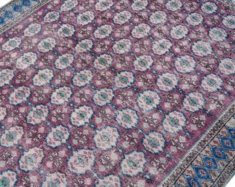 7x10 Vintage Rug, Red Turkish Area Rug, Bedroom Rug, Wool Anatolian Oushak Carpet, Living Room Rug, Boho Rug, Antique Rug, Decorative Rug
