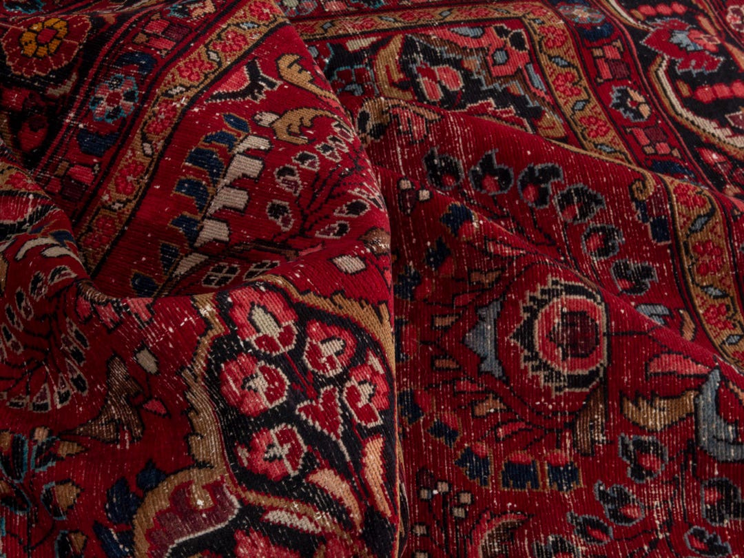7x10 Vintage Rug, Red Turkish Area Rug, Bedroom Rug, Wool Anatolian ...