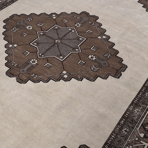 8x11 Vintage Rug, Beige Turkish Rug, 8x11 Oushak Rug, Oversized Rug, Living Room Rug, Dining Room Rug, Antique Rug, 8x11 Carpet, Large Rug