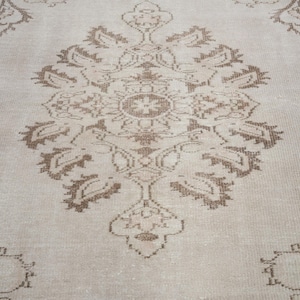 6x9 Vintage Rug, Beige Turkish Area Rug, Ivory Rug, Neutral Rug, Living Room Rug, Boho Rug, Antique Rug, Faded Rug, Worn Rug, Muted Rug