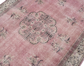 6x10 Vintage Rug, Pink Turkish Area Rug, Bedroom Rug, Wool Anatolian Oushak Carpet, Living Room Rug, Boho Rug, Antique Rug, Decorative Rug