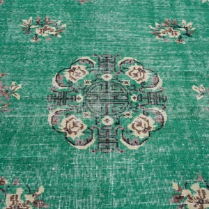 6x9 Vintage Rug, Green Turkish Area Rug, Bedroom Rug, Neutral Rug, Living Room Rug, Boho Rug, Antique Rug, Faded Rug, Worn Rug, Muted Rug