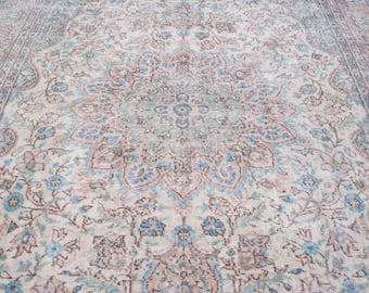 6x10 Vintage Rug, Beige Turkish Area Rug, Bedroom Rug, Wool Anatolian Oushak Carpet, Living Room Rug, Boho Rug, Antique Rug, Decorative Rug