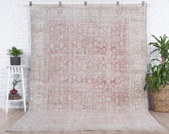 7x10 Vintage Rug, Red Turkish Area Rug, Bedroom Rug, Wool Anatolian Oushak Carpet, Living Room Rug, Boho Rug, Antique Rug, Decorative Rug