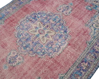 7x10 Vintage Rug, Red Turkish Area Rug, Bedroom Rug, Wool Anatolian Oushak Carpet, Living Room Rug, Boho Rug, Antique Rug, Decorative Rug