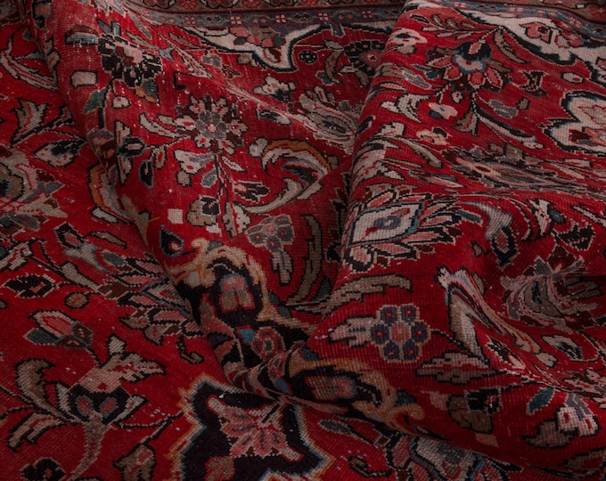 10x13 Vintage Rug, Red Rug, 10x13 Oushak Rug, Oversized Rug, Living Room Rug, Dining Room Rug, Antique Rug, 10x13 Carpet, Large Rug