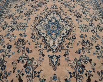 8x11 Vintage Rug, Brown Turkish Rug, 8x11 Oushak Rug, Oversized Rug, Living Room Rug, Dining Room Rug, Antique Rug, 8x11 Carpet, Large Rug