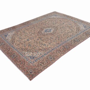 9x12 Vintage Rug, Brown Turkish Rug, 9x12 Oushak Rug, Oversized Rug, Living Room Rug, Dining Room Rug, Antique Rug, 9x12 Rug, Antique Rug image 3