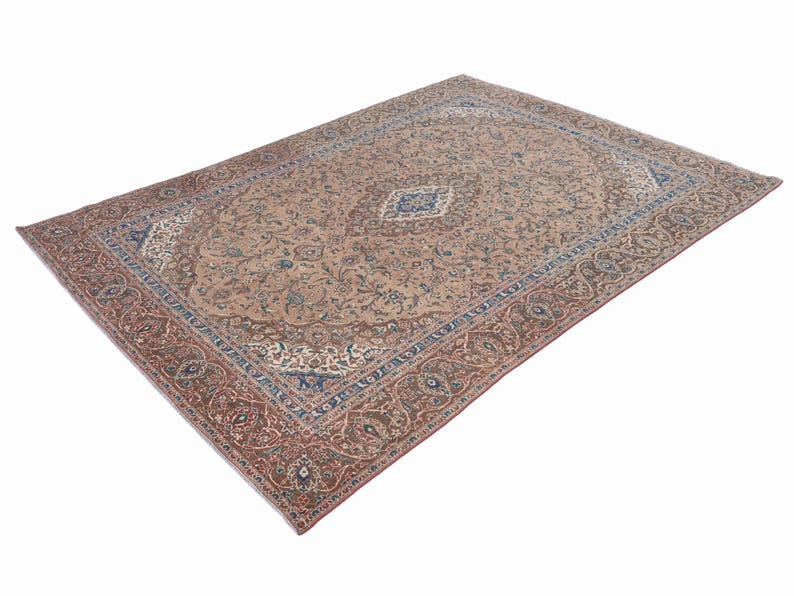 9x12 Vintage Rug, Brown Turkish Rug, 9x12 Oushak Rug, Oversized Rug, Living Room Rug, Dining Room Rug, Antique Rug, 9x12 Rug, Antique Rug image 3