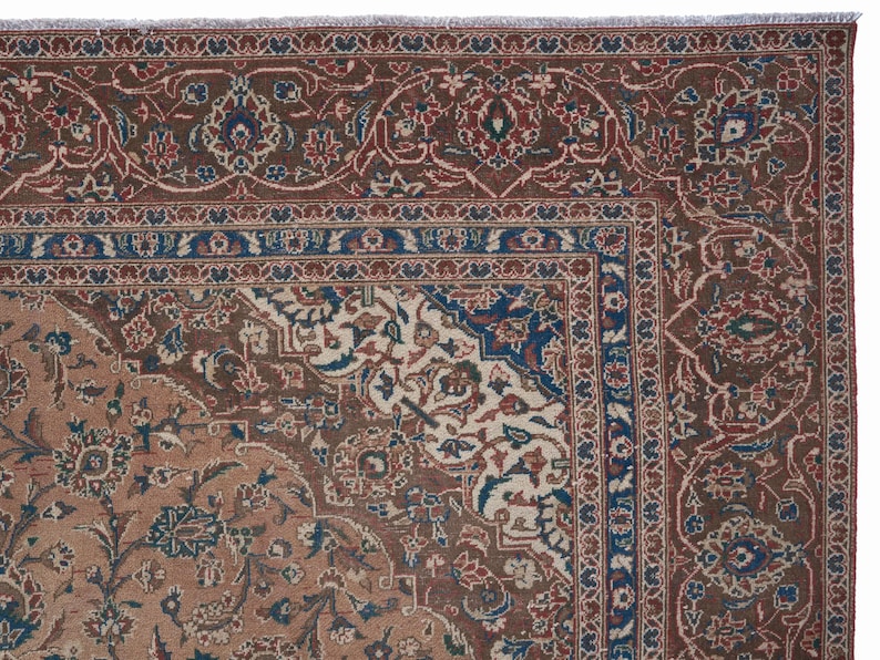 9x12 Vintage Rug, Brown Turkish Rug, 9x12 Oushak Rug, Oversized Rug, Living Room Rug, Dining Room Rug, Antique Rug, 9x12 Rug, Antique Rug image 7