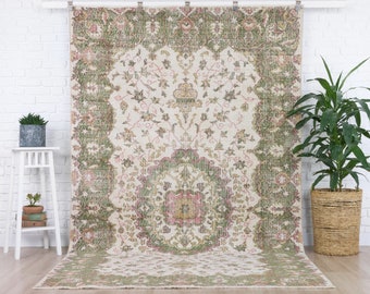 6x10 Vintage Rug, Green Turkish Rug, Bedroom Rug, Oushak Carpet, Living Room Rug, Boho Rug, Antique Rug, Decorative Rug, Anatolian Wool Rug
