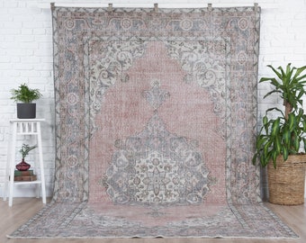 6x10 Vintage Rug, Pink Turkish Area Rug, Bedroom Rug, Wool Anatolian Oushak Carpet, Living Room Rug, Boho Rug, Antique Rug, Decorative Rug