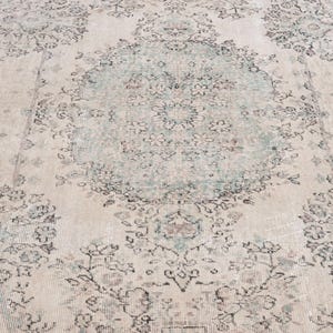 6x9 Vintage Rug, Beige Turkish Area Rug, Ivory Rug, Neutral Rug, Living Room Rug, Boho Rug, Antique Rug, Faded Rug, Worn Rug, Muted Rug