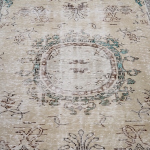 6x9 Vintage Rug, Beige Turkish Area Rug, Bedroom Rug, Neutral Rug, Living Room Rug, Boho Rug, Antique Rug, Faded Rug, Worn Rug, Muted Rug