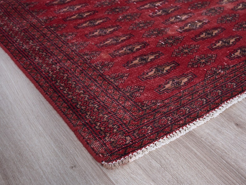 3x9 Vintage Runner Rug, Red Turkish Anatolian Rug, 3x9 Oushak Runner, Hallway Runner Rug, Kitchen Rug, Entryway Runner, Stair Runner Rug image 8