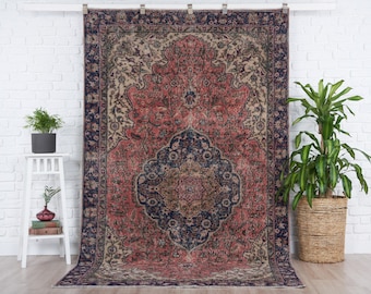 5x9 Vintage Rug, Pink Turkish Area Rug, Bedroom Rug, Wool Anatolian Oushak Carpet, Living Room Rug, Boho Rug, Antique Rug, Decorative Rug