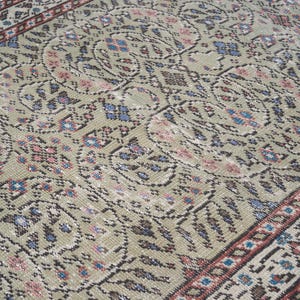 4x6 Vintage Rug, Green Turkish Area Rug, 4x6 Oushak Rug, Bedroom Rug, Kitchen Rug, Entryway Carpet, Medium Wool Anatolian Rug, Boho Rug