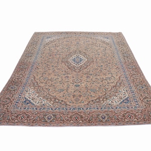 9x12 Vintage Rug, Brown Turkish Rug, 9x12 Oushak Rug, Oversized Rug, Living Room Rug, Dining Room Rug, Antique Rug, 9x12 Rug, Antique Rug image 2