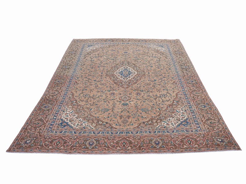 9x12 Vintage Rug, Brown Turkish Rug, 9x12 Oushak Rug, Oversized Rug, Living Room Rug, Dining Room Rug, Antique Rug, 9x12 Rug, Antique Rug image 2