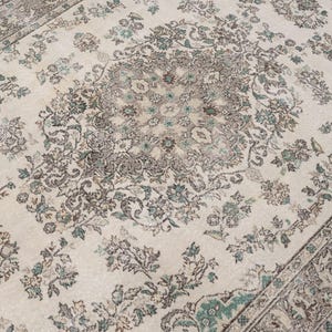 7x11 Vintage Rug, Beige Turkish Area Rug, Bedroom Rug, Wool Anatolian Oushak Carpet, Living Room Rug, Boho Rug, Antique Rug, Decorative Rug