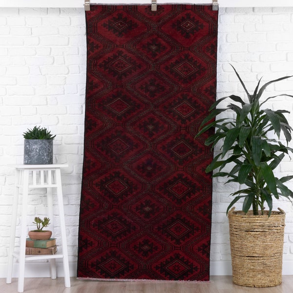 3x6 Vintage Rug, Red Rug, Oushak Rug, Anatolian Rug, Antique Rug, Small Rug, Scatter Rug, Rare Rug, Wool Rug, Kitchen Rug, Entryway Rug