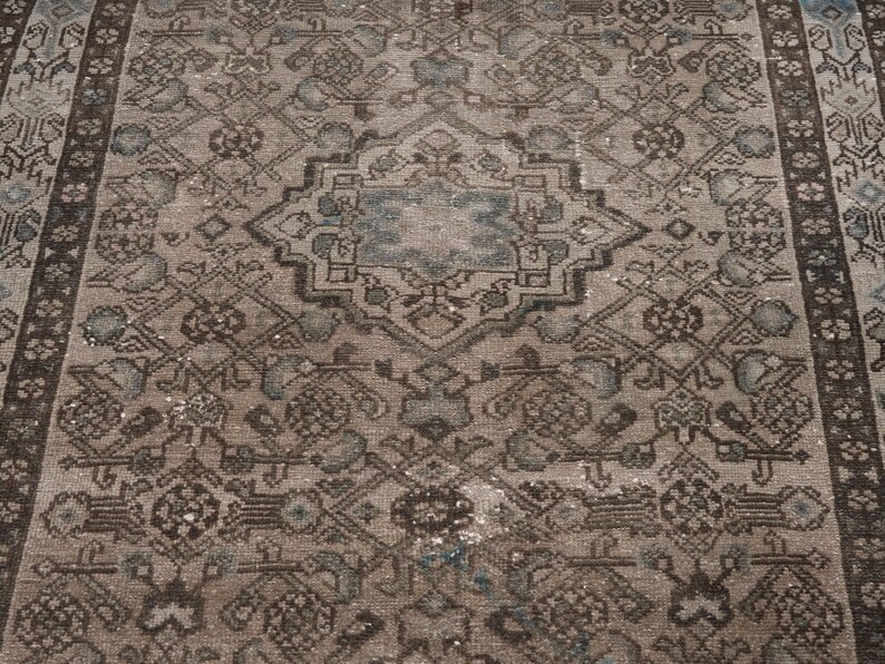 4x9 Vintage Runner Rug, Brown Turkish Runner Rug, 4x9 Oushak Runner Rug ...