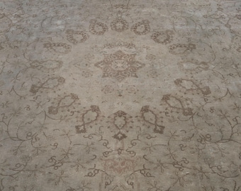 8x12 Vintage Rug, Beige Turkish Rug, 8x12 Oushak Rug, Oversized Rug, Living Room Rug, Dining Room Rug, Antique Rug, 8x12 Carpet, Large Rug