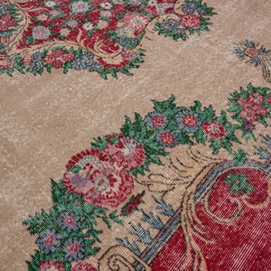 7x10 Vintage Rug, Beige Turkish Area Rug, Bedroom Rug, Wool Anatolian Oushak Carpet, Living Room Rug, Boho Rug, Antique Rug, Decorative Rug