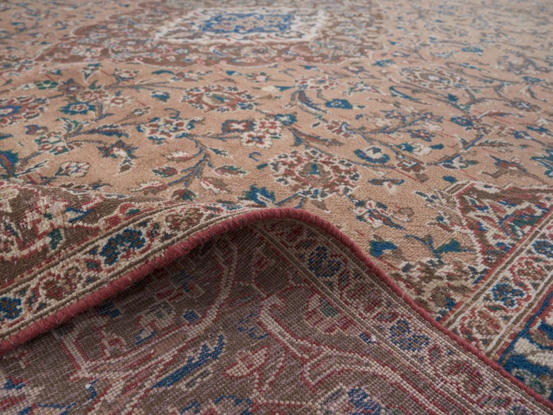 9x12 Vintage Rug, Brown Turkish Rug, 9x12 Oushak Rug, Oversized Rug, Living Room Rug, Dining Room Rug, Antique Rug, 9x12 Rug, Antique Rug image 8