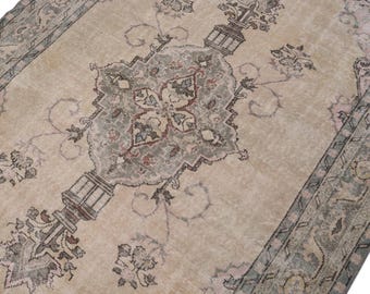 6x10 Vintage Rug, Beige Turkish Area Rug, Bedroom Rug, Wool Anatolian Oushak Carpet, Living Room Rug, Boho Rug, Antique Rug, Decorative Rug