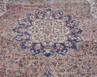 7x10 Vintage Rug, Red Turkish Area Rug, Bedroom Rug, Wool Anatolian Oushak Carpet, Living Room Rug, Boho Rug, Antique Rug, Decorative Rug