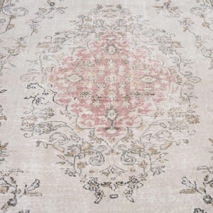 7x10 Vintage Rug, Beige Turkish Area Rug, Ivory Rug, Wool Anatolian Oushak Carpet, Living Room Rug, Boho Rug, Antique Rug, Decorative Rug