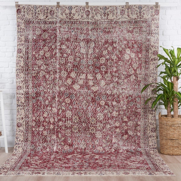 6x10 Vintage Rug, Red Turkish Area Rug,  Bedroom Rug, Neutral Rug, Living Room Rug, Boho Rug, Antique Rug, Decorative Rug, Faded Rug