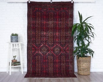 4x8 Vintage Rug, Red Rug, Oushak Rug, Anatolian Rug, Antique Rug, Small Rug, Scatter Rug, Rare Rug, Wool Rug, Kitchen Rug, Entryway Rug