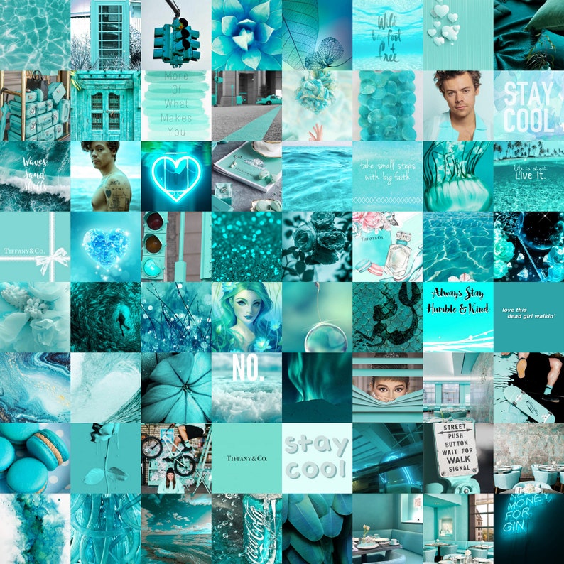 65 printed teal wall collage kit teen girl room decor Etsy