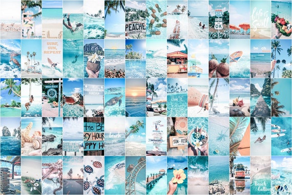 70 Pcs Beachy Wall Decor Aesthetic Dorm Collage Kit | Etsy