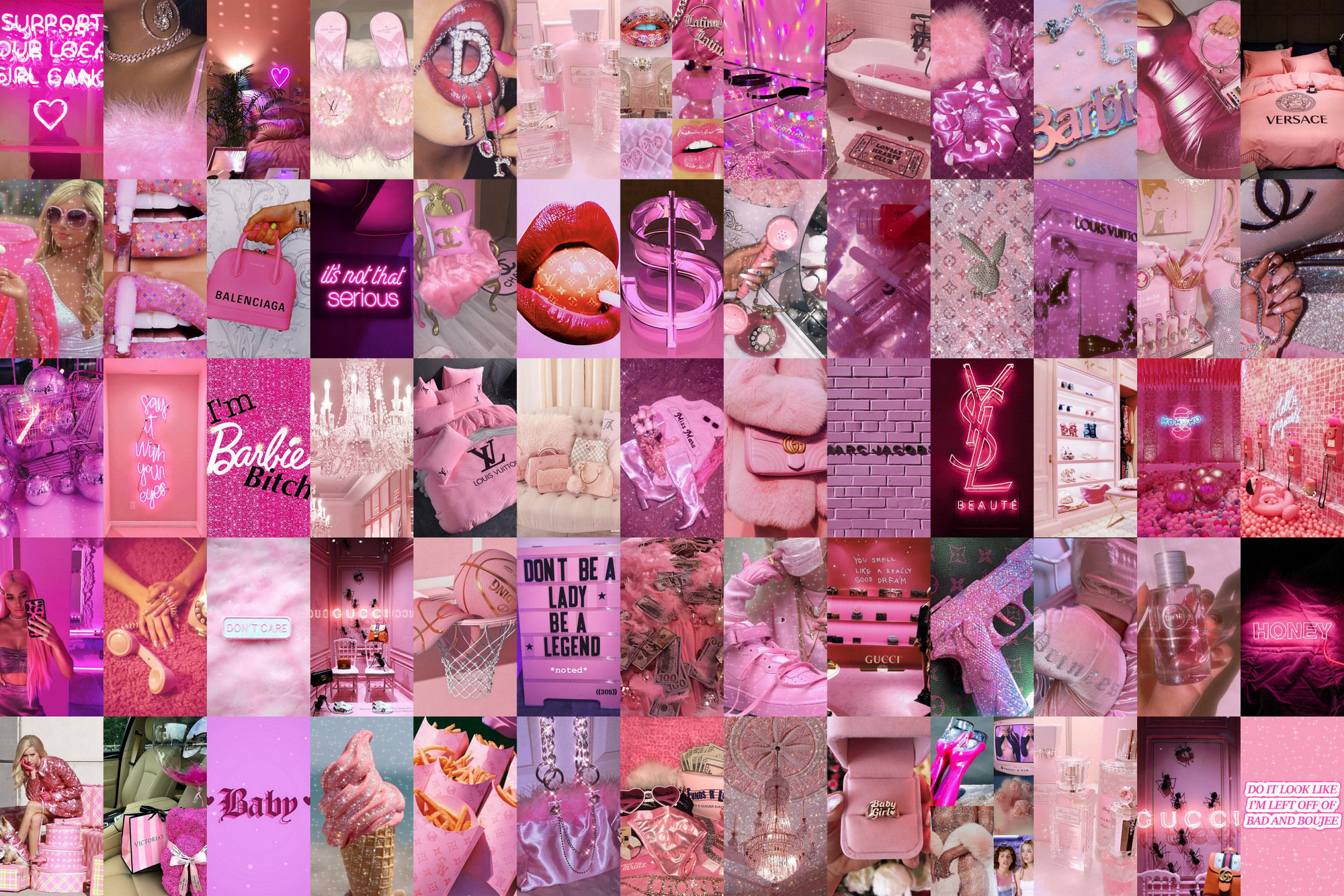 Pink Wall Collage Kit Boujee Teen Room Decor Pink Baddie | Etsy