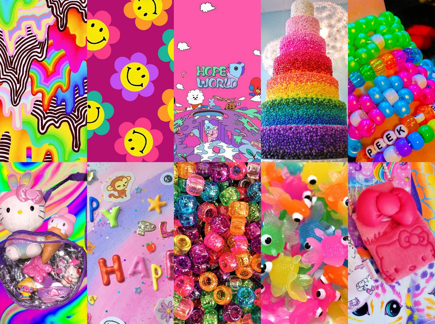 70 pc's Kidcore aesthetic wall collage kit indie room Etsy