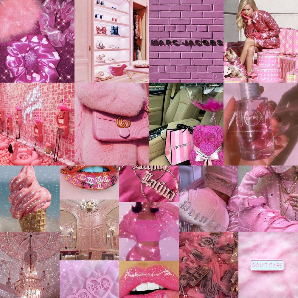 Pink Wall Collage Kit Boujee Teen Room Decor Pink Baddie | Etsy