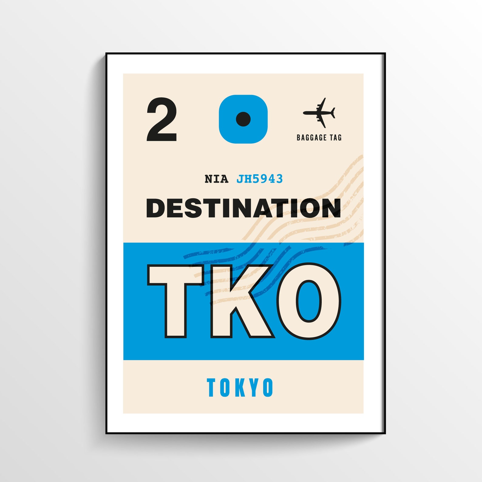 Tokyo Print, Travel Ticket Print, Luggage Tag Wall Art, Modern Travel