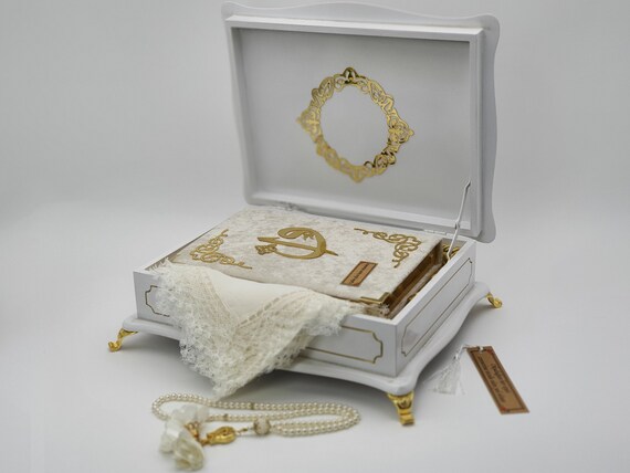 Geschenk Koran Holzbox Set, Personalisierung Rosenkranz Lesezeichen Weiß  Gold Farbe Hochzeit Verlobungsgeschenk Islamisches Geschenk Muslimisches  Geschenk Ramadan Geschenk - .de