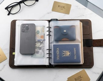 Leather Travel Organizer, Passport Wallet, A5 A6 Travel Planner, Document Organizer, Personalized Travel Wallet