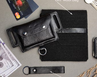Leather Belt Pouch, Personalized Card Holder, leather Car Keys Holder, Customizable Slim Wallet, Handmade Belt Organizer, Belt Wallet