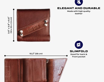Engraved Leather Wallet With Chain | Minimalist Design, 2 SD Card