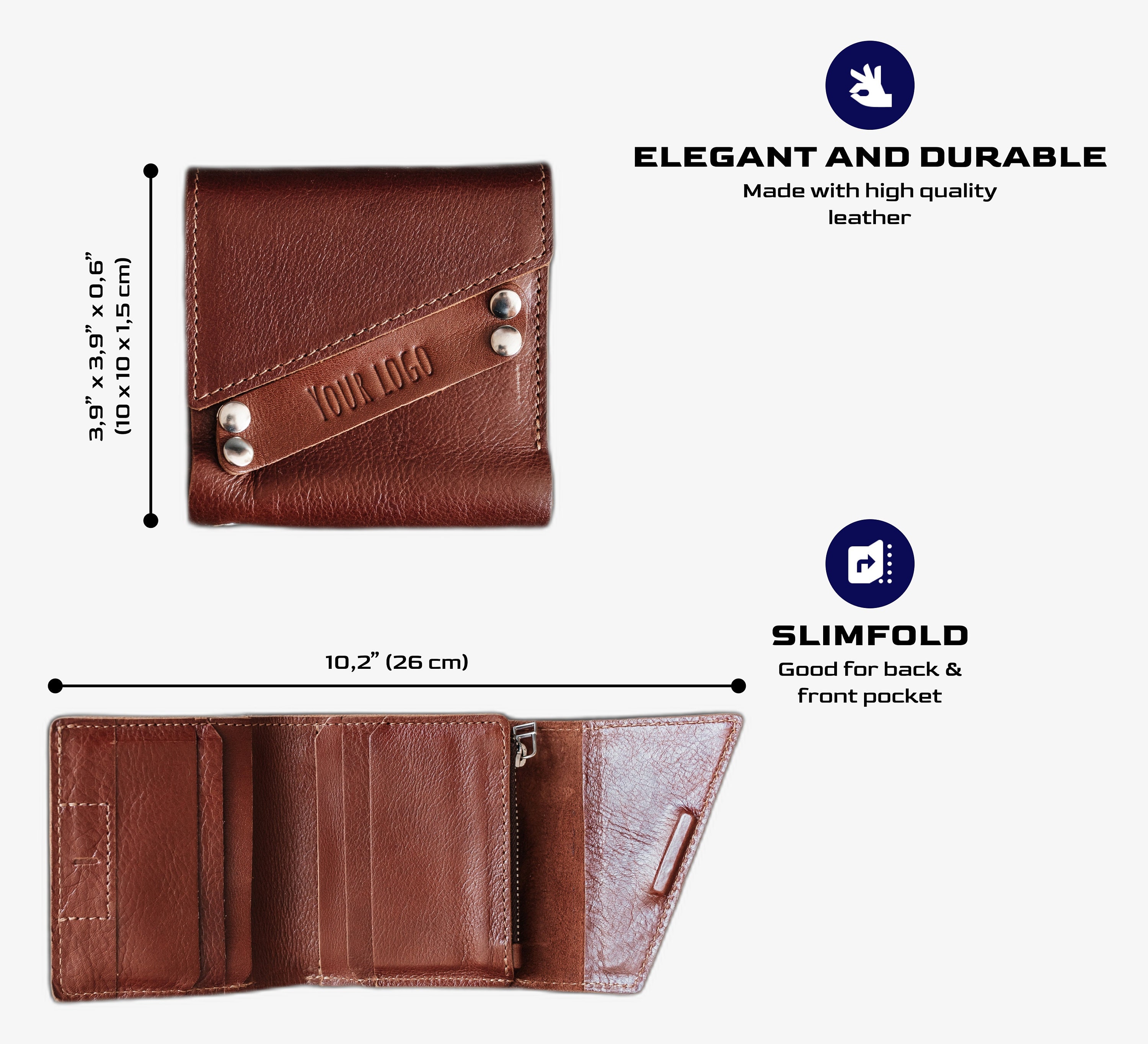 Engraved Leather Wallet With Chain | Minimalist Design, 2 SD Card