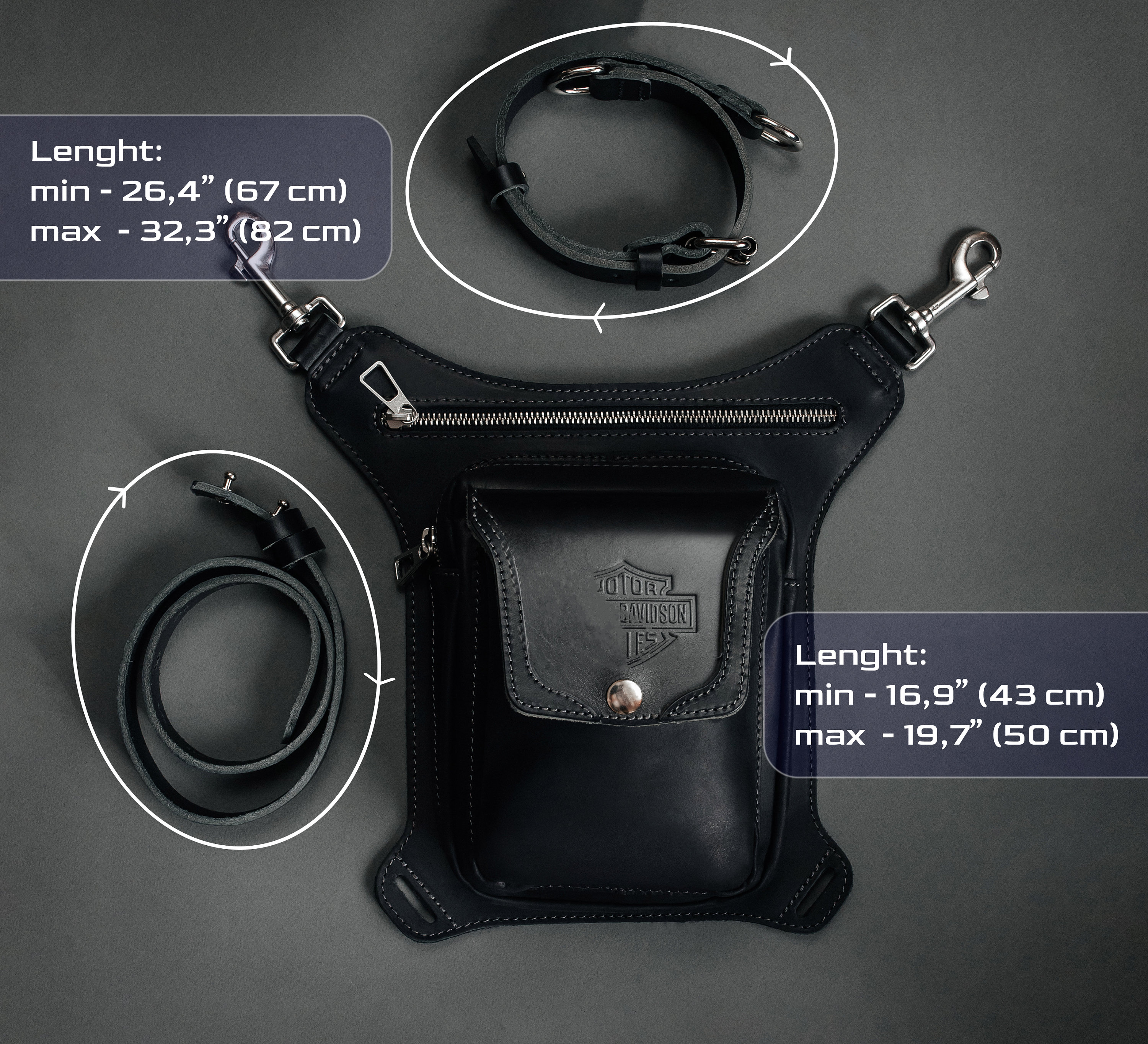 輝く高品質な - Bag Hip Biker Leather Motorcycle Men for Bag Leg 個人装備
