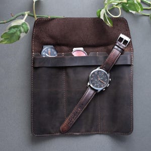 Estuche de cuero personalizado para relojes, estuche personalizado para relojes, organizador de relojes de viaje, soporte portátil para relojes, gran regalo para cumpleaños