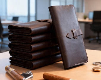 Personalized Leather Cigar Case Bulk Order, Corporate Gift for Clients, Custom Logo Executive Gift for Men, Luxury Business Gifts 10–100 pcs